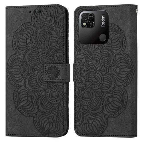 Para Xiaomi Redmi 10C Mandala Flip Flip Leather Case (negro)