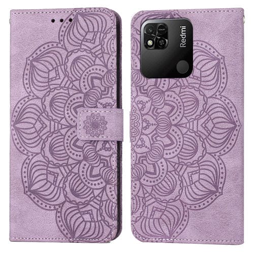 Para Xiaomi Redmi 10C Mandala Flip Flip Leather Case (púrpura)