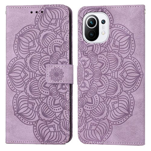 Para Xiaomi Mi 11 Lite Mandala Flip Flip Leather Case (púrpura)