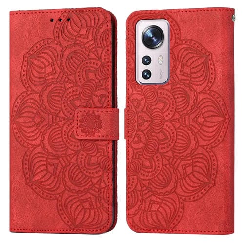 Para Xiaomi 12 Lite Mandala Flip Flip Leather Case (rojo)