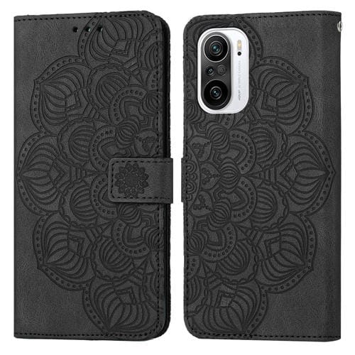 Para Xiaomi Poco F3 Mandala Flip Flip Leather Case (negro)