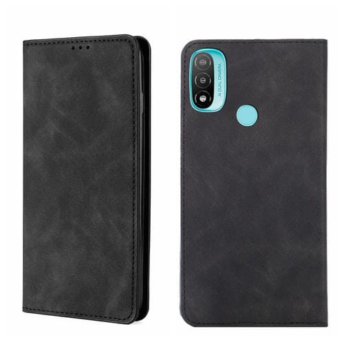 Funda de Cuero Flip Horizontal Magnética para Motorola Moto E20 (Negro)