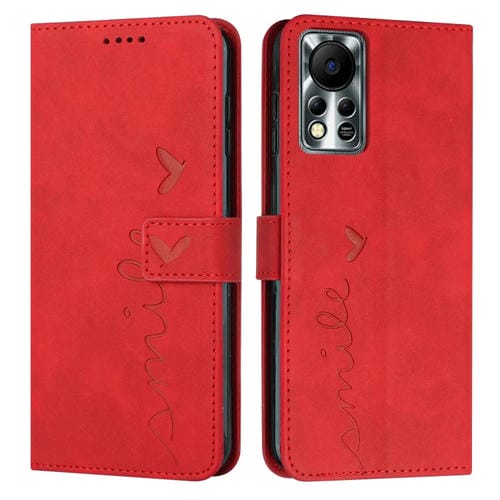 Funda para Infinix Hot 11S Nfc Skin Stent Patrón Heart de Cuero (Rojo)