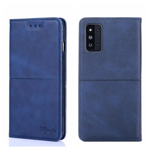 Para Samsung Galaxy F52 5G Textura de vaca Magnetic Horizontal Flip Cuero Caja (azul)