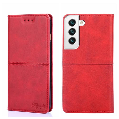 Para Samsung Galaxy S22 Textura de vaca Magnetic Horizontal Flip Leather Case (rojo)