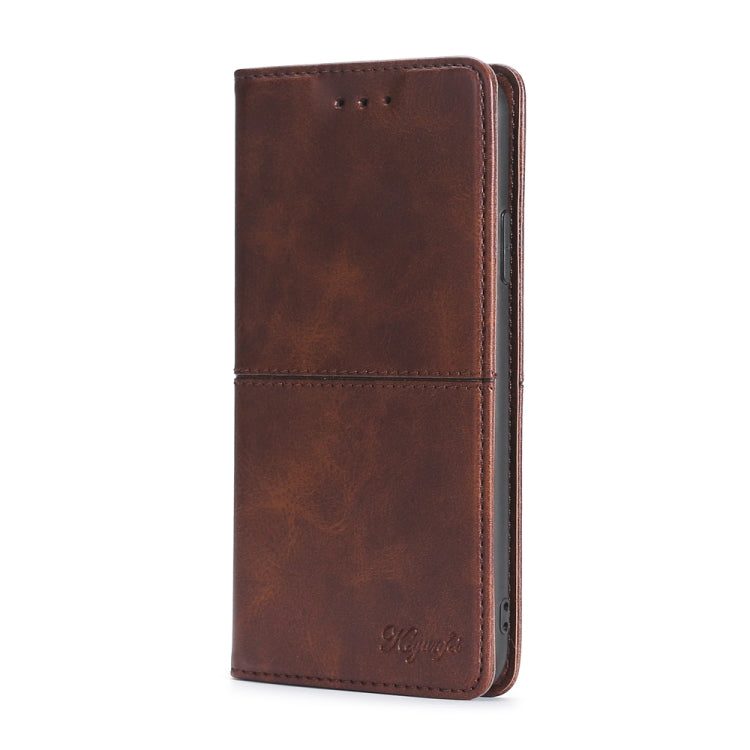 Para Samsung Galaxy S22 Textura de vaca Magnetic Horizontal Flip Leather Caja de teléfono (marrón oscuro)