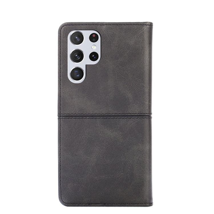 Para Samsung Galaxy S22 Ultra Cow Texture Magnetic Horizontal Flip Cuero Case (negro)