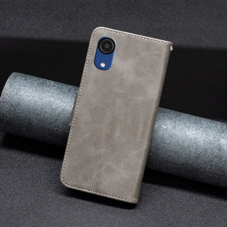 Para Samsung Galaxy A03 Core Retro Lambskin Texture Cuero Case (gris)