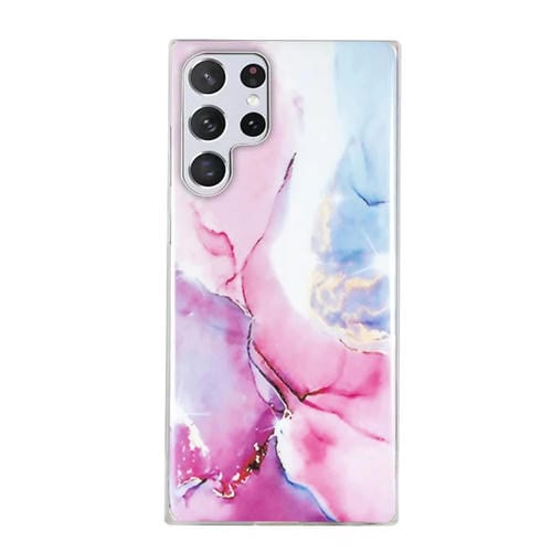 Para Samsung Galaxy S22 Ultra 5G IMD Marble Pattern TPU Funda para teléfono (rosa azul)