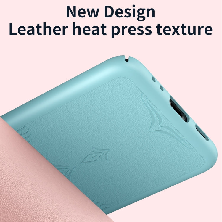 Para Samsung Galaxy Z Flip4 5G Funda protectora para teléfono con textura de cuero en relieve (rosa)