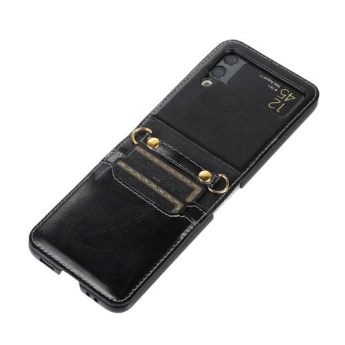 Funda de Cuero Samsung Galaxy Z Fold3 5G con Ranura para Tarjeta (Negro)