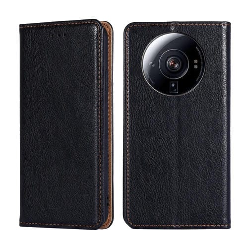 Para Xiaomi 12S Estuche para teléfono de cuero con tapa magnética de color sólido de aceite ultra brillante (negro)
