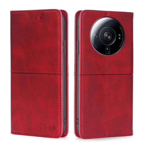 Para Xiaomi 12S Ultra Cow Texture Magnetic Horizontal Flip Leather Phone Case (Rojo)