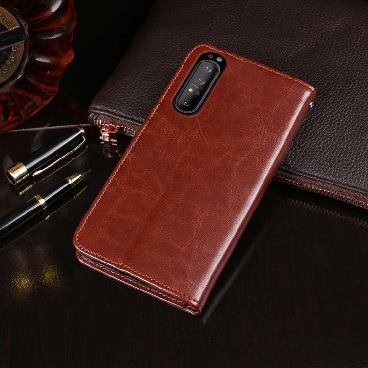 Para Sony Xperia 1 II idewei Crazy Horse Texture Funda de cuero con tapa horizontal con soporte, ranuras para tarjetas y billetera (negro)