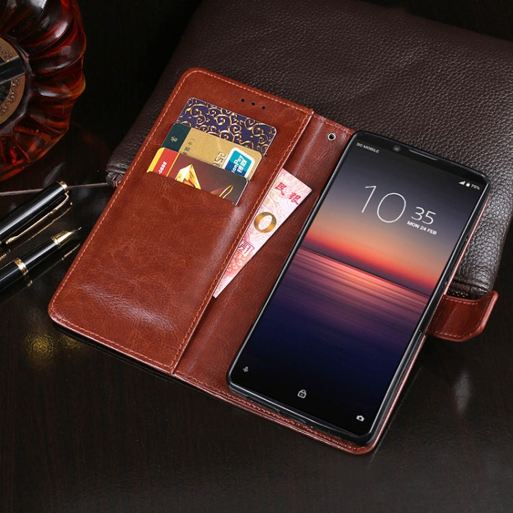 Para Sony Xperia 1 II idewei Crazy Horse Texture Funda de cuero con tapa horizontal con soporte, ranuras para tarjetas y billetera (negro)
