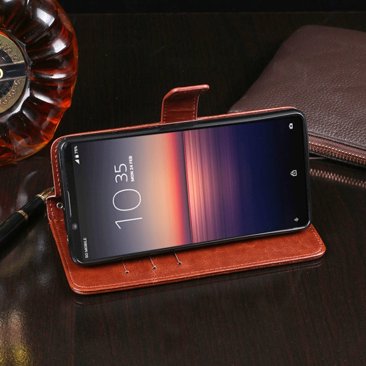 Para Sony Xperia 1 II idewei Crazy Horse Texture Funda de cuero con tapa horizontal con soporte, ranuras para tarjetas y billetera (rosa roja)