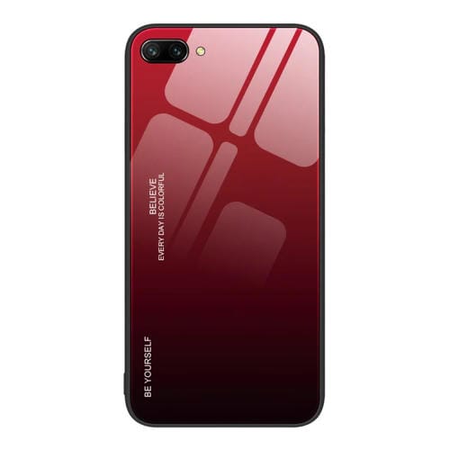 Para Honor 10 Gradient Color Glass Phone Case (Rojo Negro)