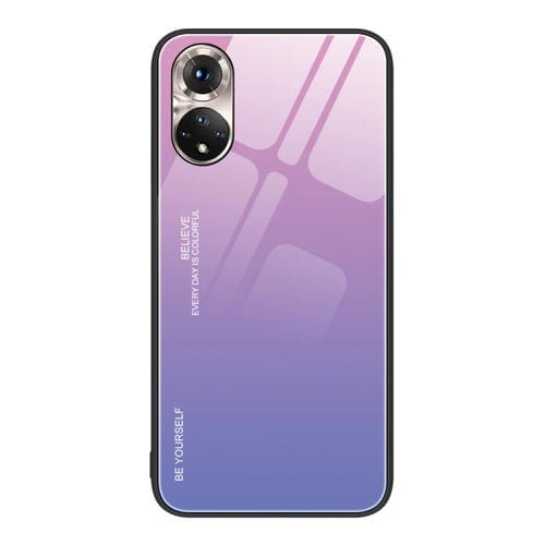 Para Honor 50 Gradient Color Glass Phone Case (Rosa Púrpura)