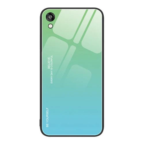 Para Honor Play 3e Gradient Color Glass Phone Case (Verde Cian)