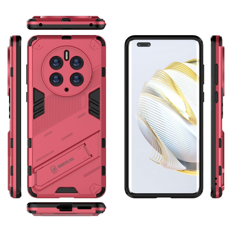 Funda para Huawei Mate 50 Pro Punk Armor 2 en 1 PC + TPU a Prueba de Golpes con Soporte Invisible (Rojo Claro)