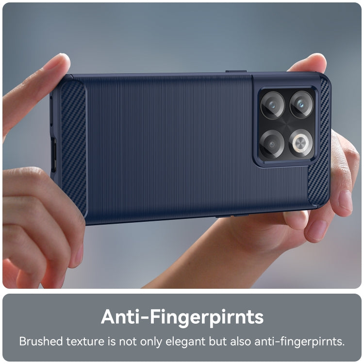 Funda de Teléfono TPU OnePlus 10T Fibra de Carbono con Textura Cepillada (Azul)