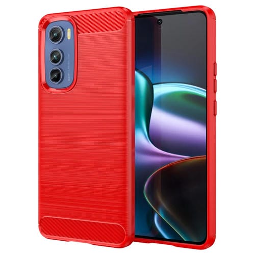 Para Motorola Edge 30 Funda de teléfono TPU de fibra de carbono con textura cepillada (Rojo)