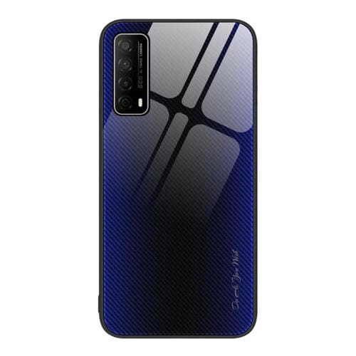Para Huawei Enjoy 20 SE Texture Gradient Glass TPU Phone Case (Azul oscuro)