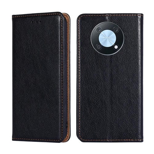 Para Huawei nova Y90 4G Estuche para teléfono de cuero magnético de color sólido con aceite brillante (negro)