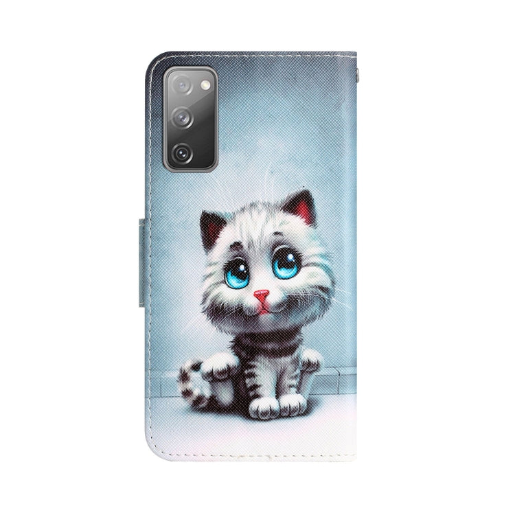 Para Samsung Galaxy S20 FE Estuche para teléfono de cuero con dibujo coloreado (ojos azules)