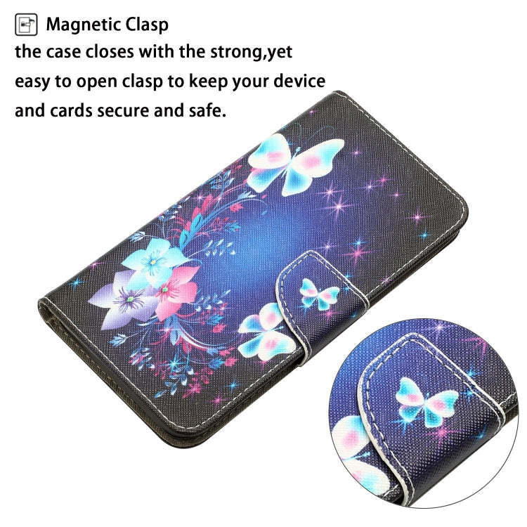 Para Samsung Galaxy A20 / A30 Estuche para teléfono de cuero con dibujo a color (mariposa)