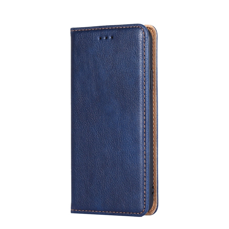 Estuche para Teléfono Huawei Mate 50 Cuero Magnético Color Sólido con Aceite Brillante (Azul)