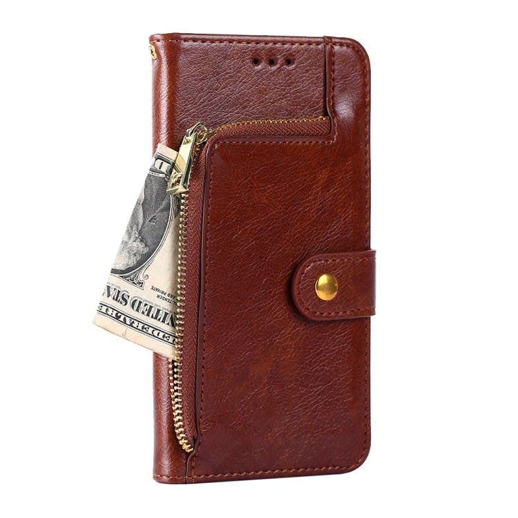 Funda de Cuero con Tapa y Cremallera para Huawei Mate 50 Pro (Marrón)