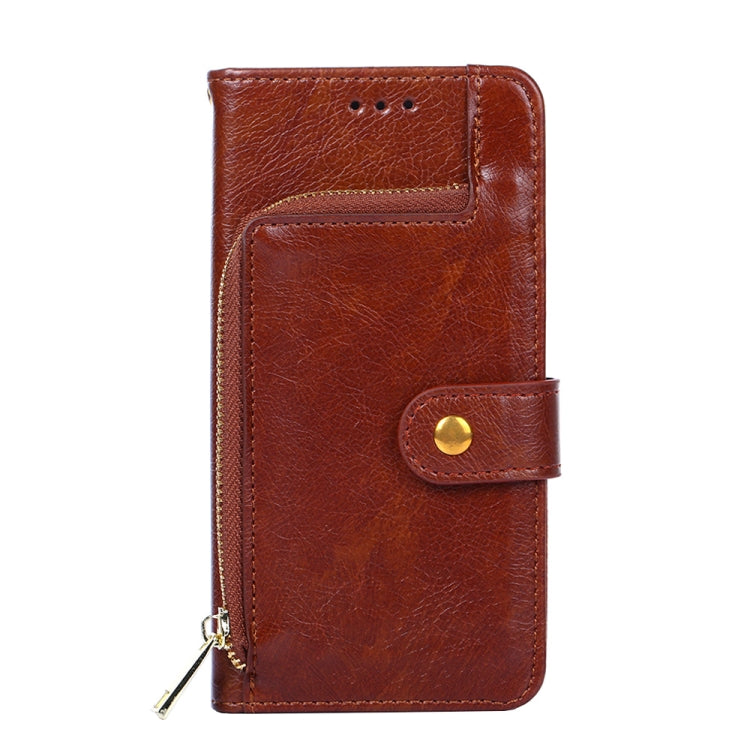 Funda de Cuero con Tapa y Cremallera para Huawei Mate 50 Pro (Marrón)