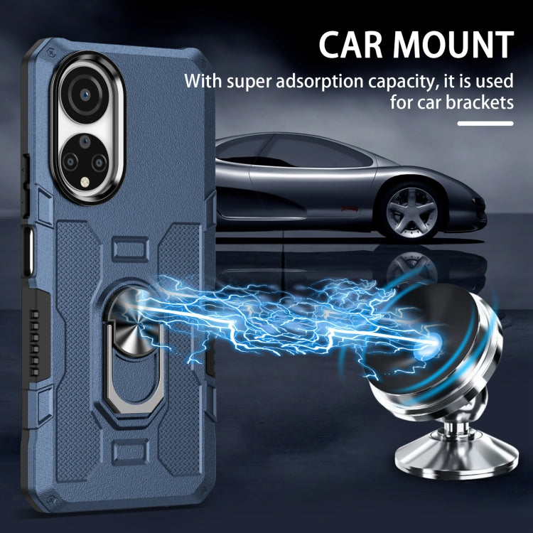 Para Honor X7 Ring Holder Armor Hybrid Phone Case (Azul)