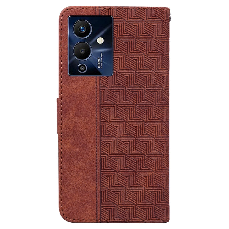 Estuche de Cuero para Infinix Note 12 Pro 5G con Tapa en Relieve Geométrico (Marrón)
