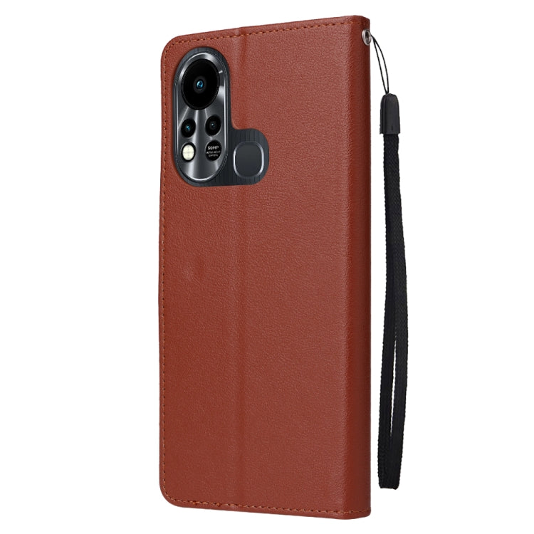 Estuche de Cuero para Infinix Hot 11S con Tapa Horizontal y 3 Ranuras para Tarjetas (Marrón)