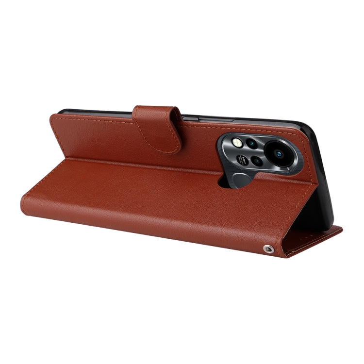 Estuche de Cuero para Infinix Hot 11S con Tapa Horizontal y 3 Ranuras para Tarjetas (Marrón)