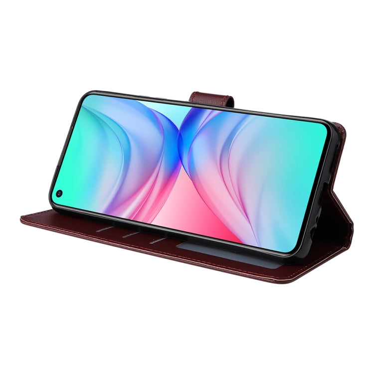 Estuche de Cuero para Infinix Hot 10 con Tapa Horizontal y 3 Ranuras para Tarjetas (Rojo Vino)