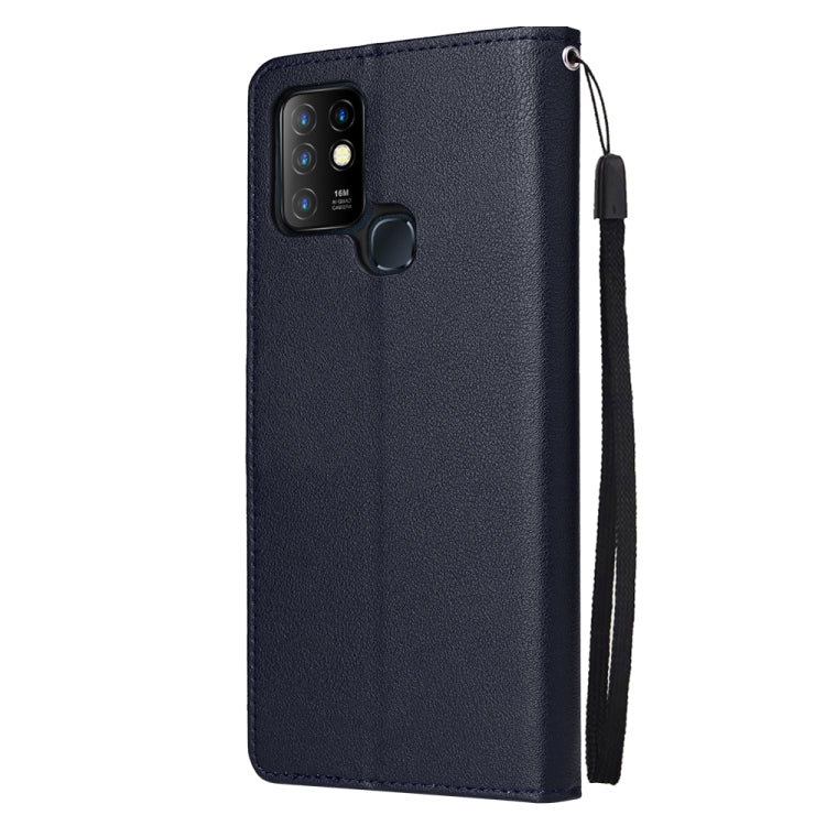Estuche de Cuero para Infinix Hot 10 con Tapa Horizontal y 3 Ranuras para Tarjetas (Azul Marino)