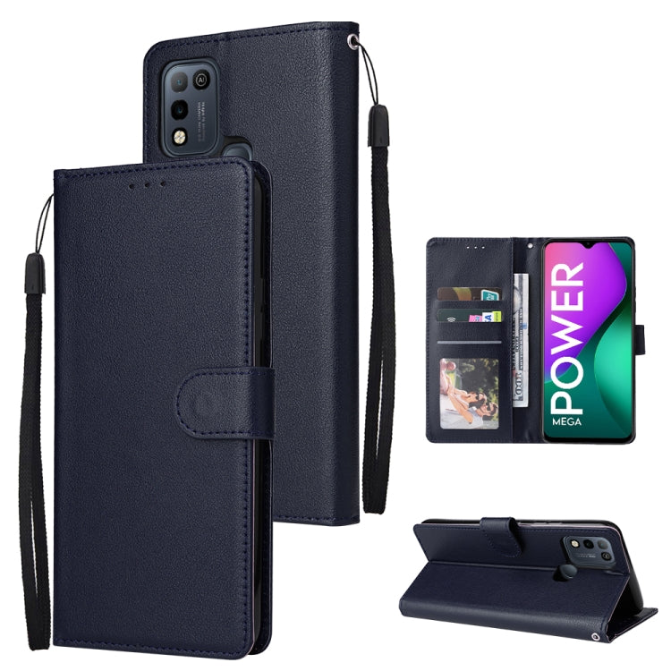 Estuche de Cuero para Infinix Smart 5 con Tapa Horizontal y 3 Ranuras para Tarjetas (Azul Marino)