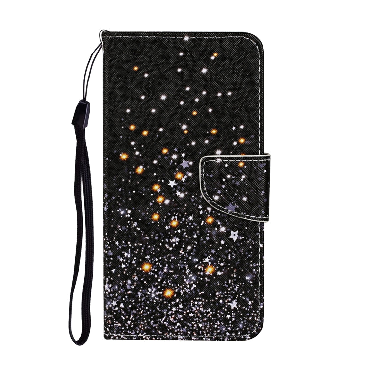 Para Samsung Galaxy S23 Ultra 5G Estuche de teléfono de cuero con patrón de dibujo coloreado (pentagrama negro)