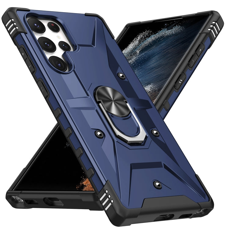 Para Samsung Galaxy S23 Ultra 5G Ring Holder Phone Case (Azul)