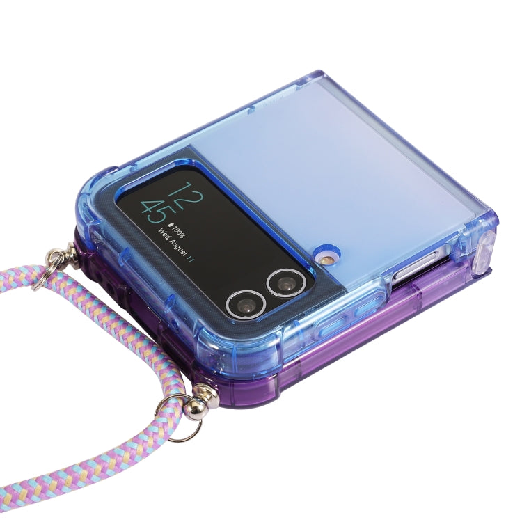 Para Samsung Galaxy Z Flip3 5G Gradient Color Funda para teléfono a prueba de golpes con cordón (Gradient Blue Purple)