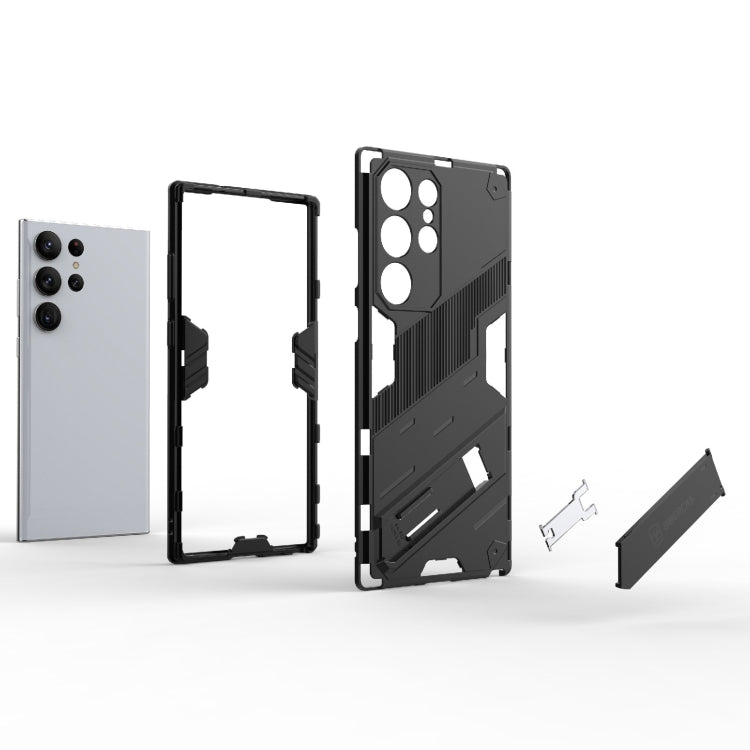 Para Samsung Galaxy S23 Ultra 5G Punk Armor 2 en 1 PC + TPU Funda para teléfono a prueba de golpes con soporte invisible (Negro)