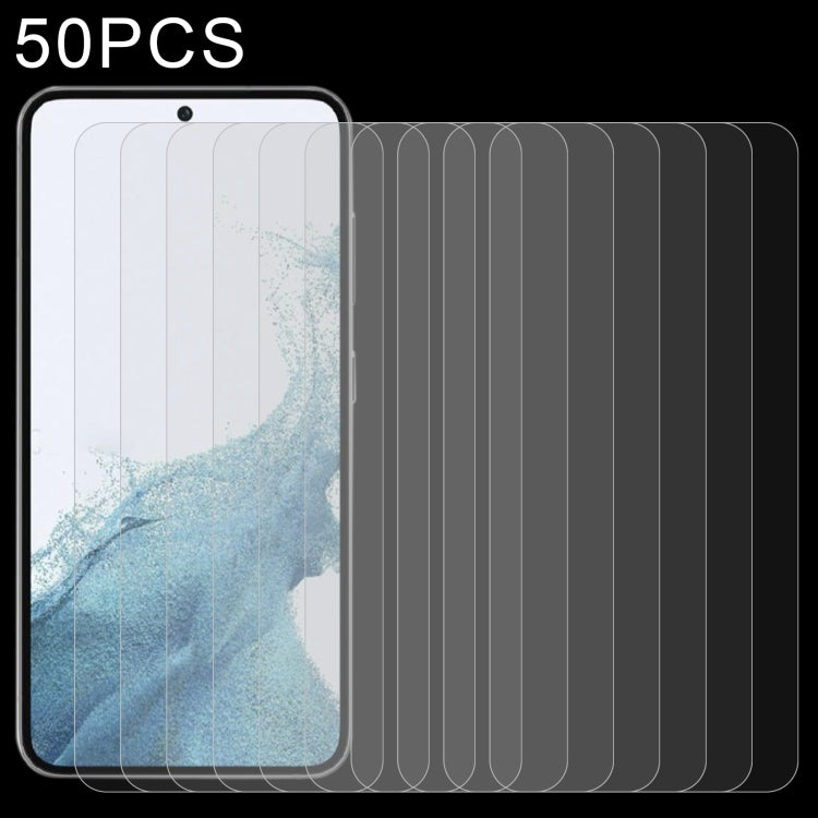 Para Samsung Galaxy S23 5G 50pcs 0.26mm 9H 2.5D Película de vidrio templado, compatible con desbloqueo de huellas dactilares