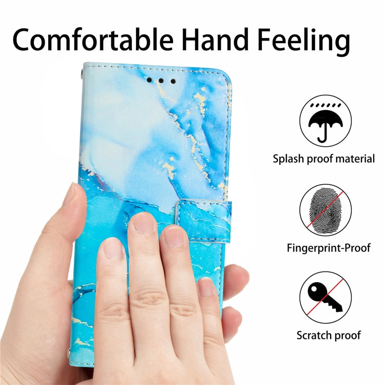 Para Motorola Moto S30 Pro 5G/Edge 30 Fusion 5G Crossbody Funda de teléfono de cuero con patrón de mármol pintado (azul verde)