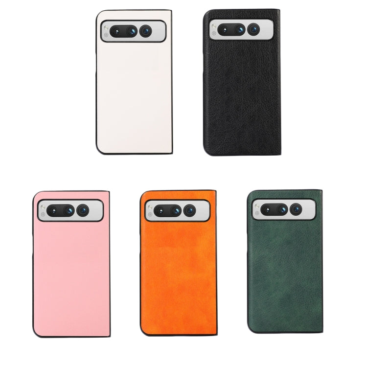 Para Google Pixel Fold Funda de teléfono PU con textura Litchi de dos colores (negro)