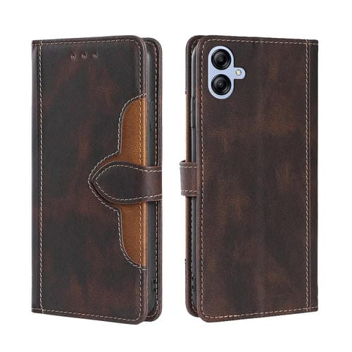Para Samsung Galaxy A04e 4G Skin Feel Funda de teléfono de cuero con hebilla magnética (marrón)