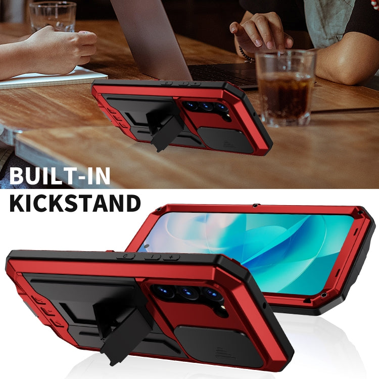 Para Samsung Galaxy S23 5G R-JUST Diseño de cámara deslizante Vida impermeable a prueba de polvo Caja del teléfono a prueba de golpes (Rojo)