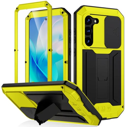 Para Samsung Galaxy S23 5G R-JUST Diseño de cámara deslizante Vida impermeable a prueba de polvo Funda de teléfono a prueba de golpes (Amarillo)